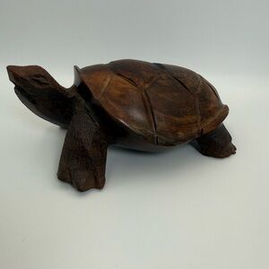 Vintage Hand Carved Ironstone Turtle - 1970s Collectible (weighs over 2 pounds)